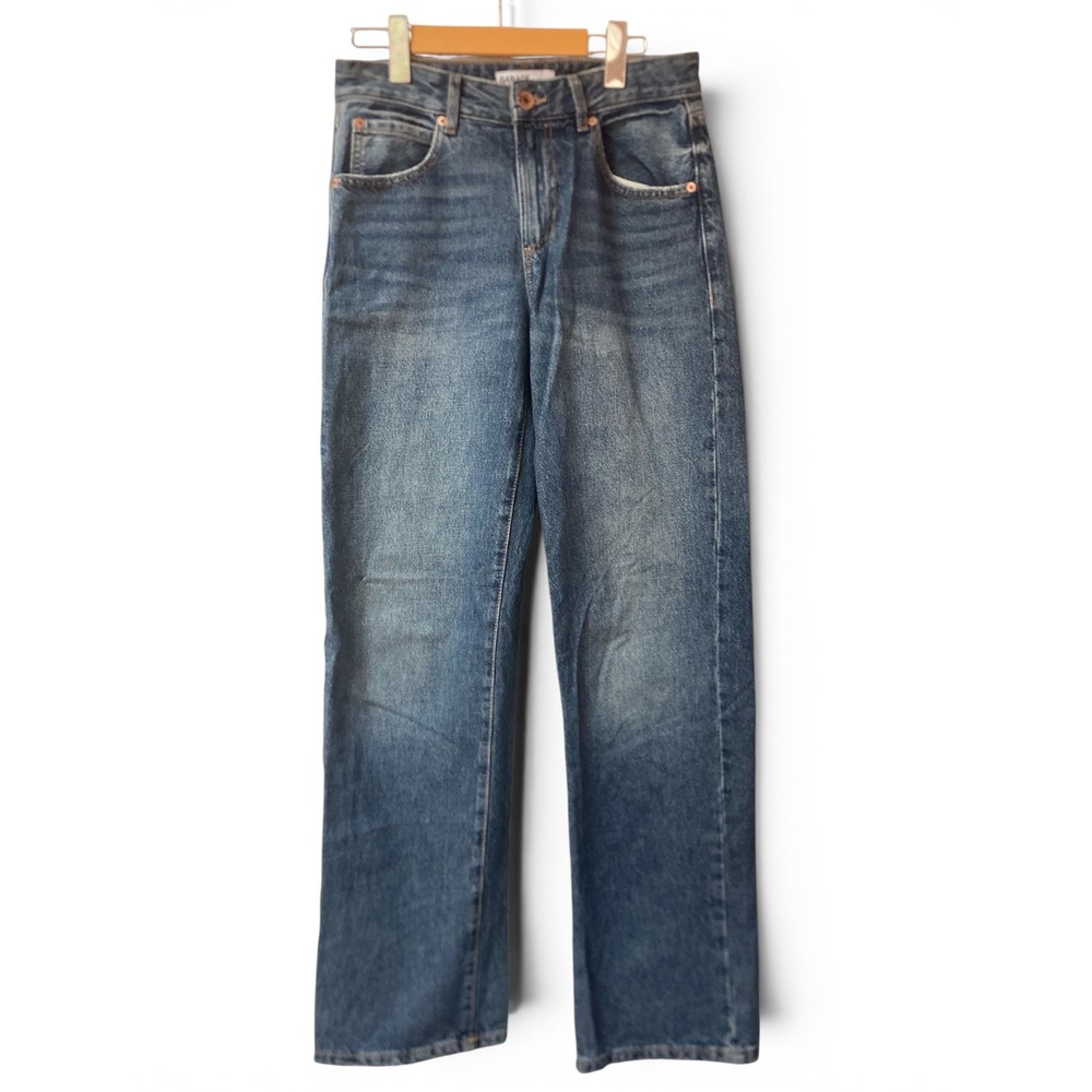 Garage Denim Slouchy Straight Leg Jeans Blue Medium Wash High Rise Size 01 25